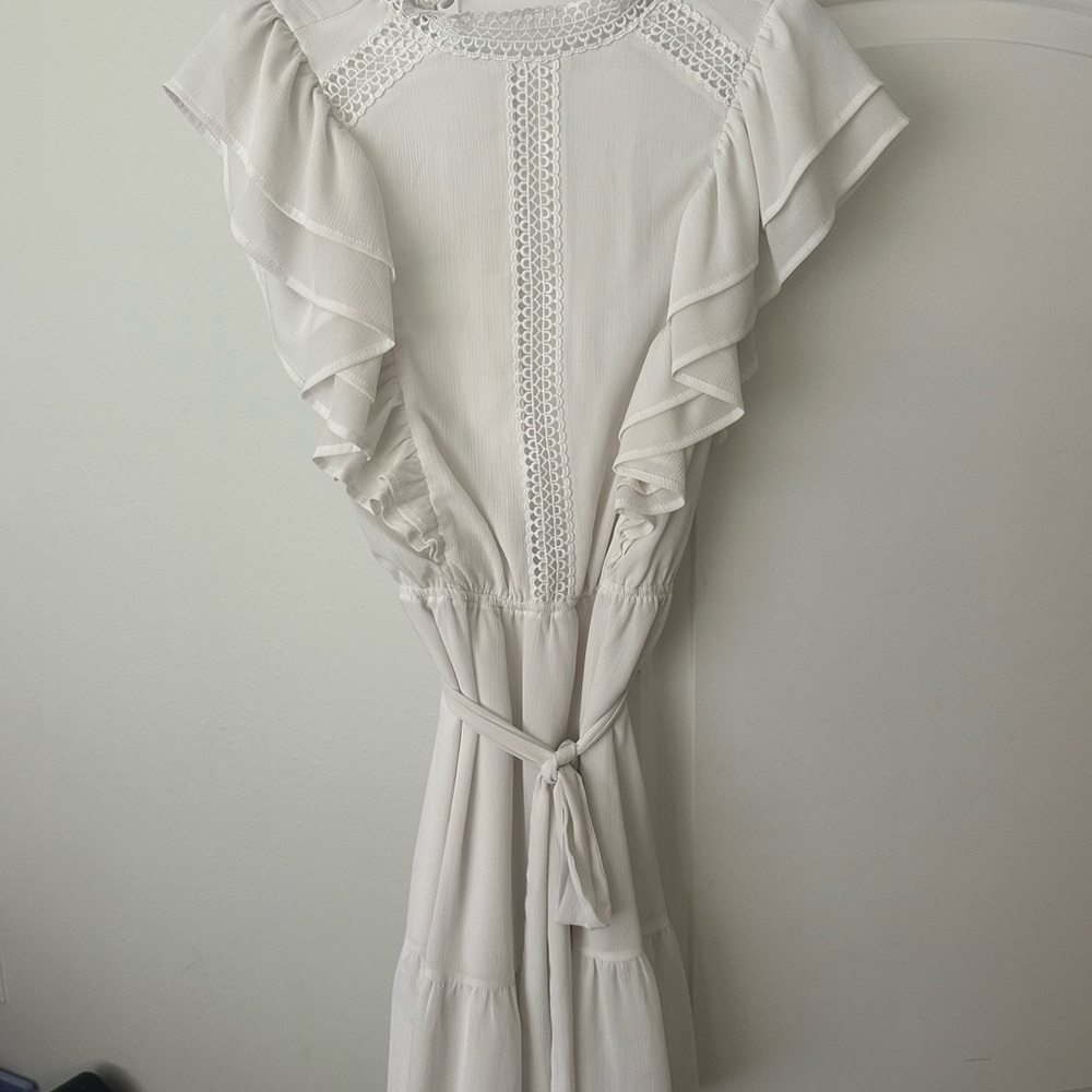 Flying Tomato White Ruffle Dress